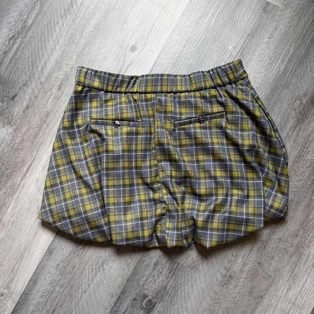 Emerson Lang Plaid Bubble Skirt Streetwear Medium Stretch Elastic Waist - Picture 7 of 11
